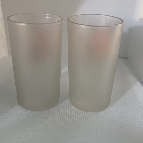 Set of 3 Vintage Frosted glasses with coral & purple flowers - Picture 4 of 4